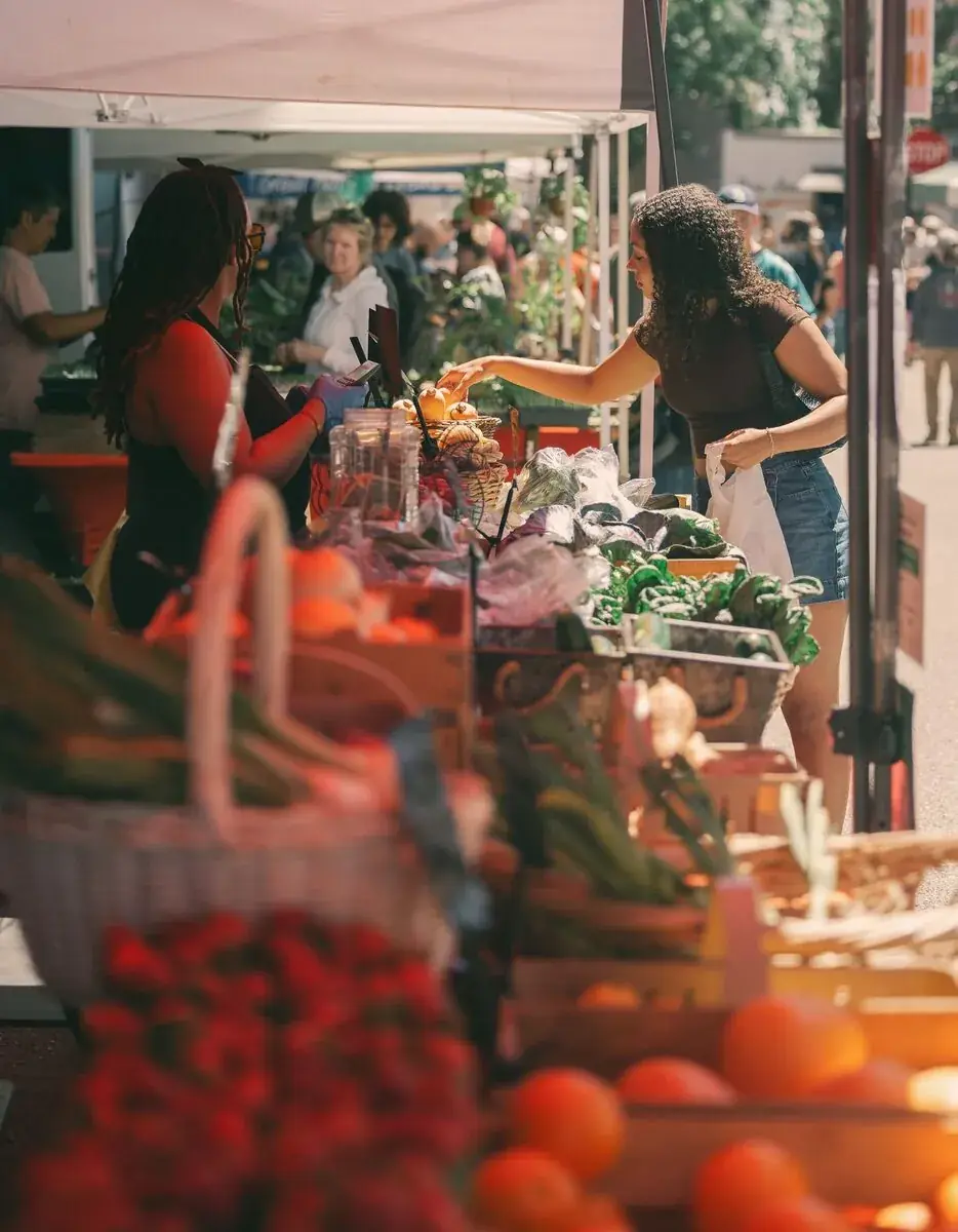 Neighbors at a community market